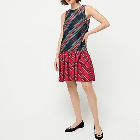 2 J. CREW Sleeveless Taffeta Dress Stewart Tartan - Picture 4 of 8